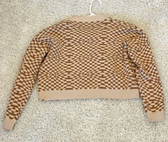 Debut Crop Oversize Checkered Sweater