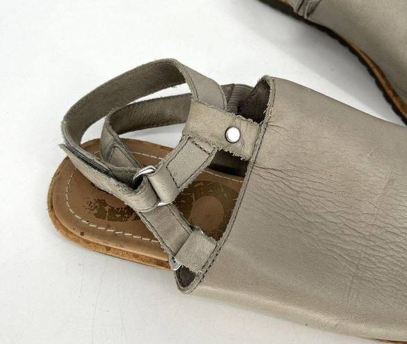 Sorel  Ella Mule Ankle Strappy Roman Sandal Grey Beige Leather Women’s Size 7.5