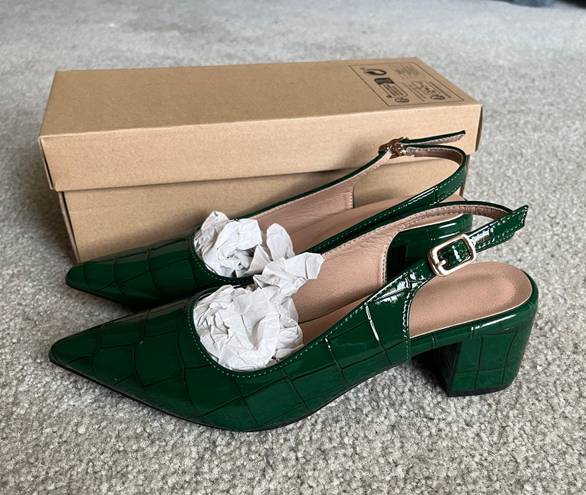 Green Slingback Heels Size 7