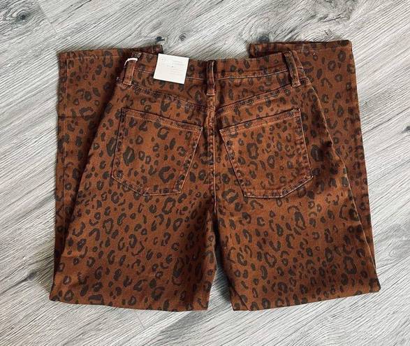 Universal Threads Womens Denim Jean 6 Leopard High Rise Ankle Baggy Straight Brown Black 90s NWT