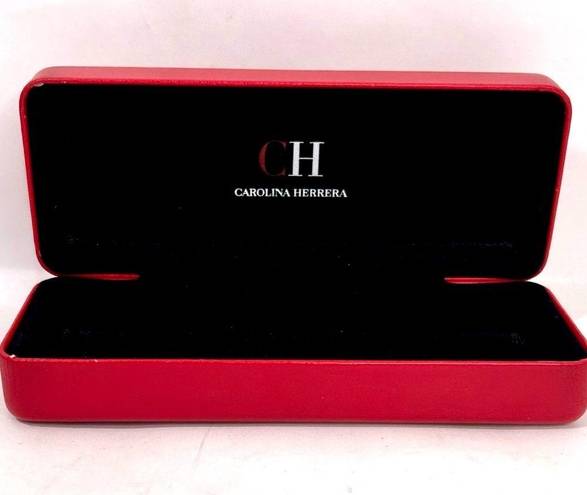 Carolina Herrera  Glasses Case Red Leather Hard Shell w/Black Velvet Lining