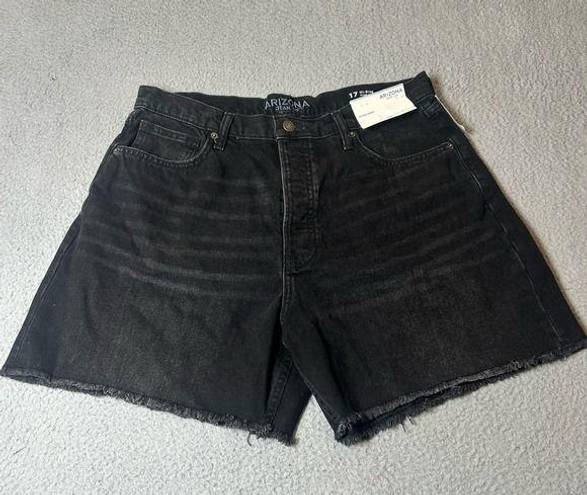 Krass&co Arizona Jean & . Short Womens Juniors 17 Black High Rise Cut Off Denim NEW