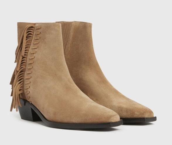 ALLSAINTS 💕💕 Layla Suede Fringe Boots ~ Cognac Sand Brown ~ 38 NWT (No Box)