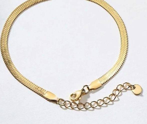 Anthropologie 18K Gold Herringbone Diamond Anklet Or Bracelet
