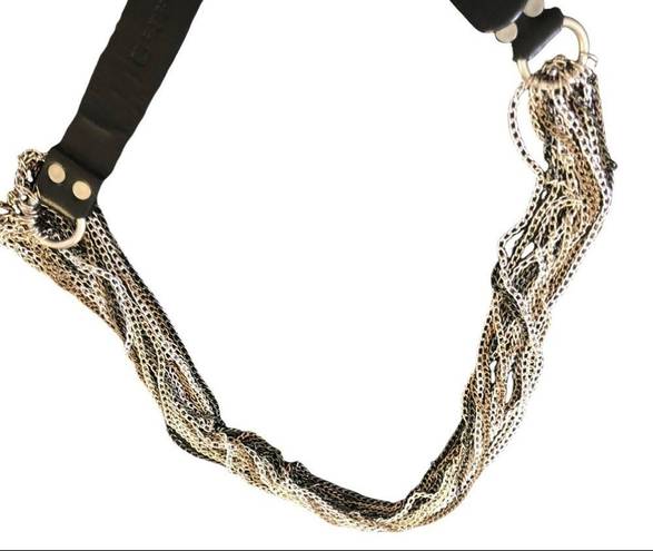 Buckle The  Leather Chain Belt Black  Silver Hardware Size M/L Casual Fall