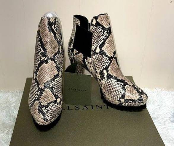 ALLSAINTS Sarris Bootie Color: NUDE SNAKE PRINT LEATHER, Size 9M, $348.00 NWB