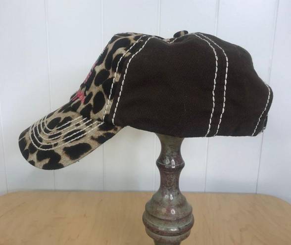 Ethos KB  Vintage Happy Camper Adjustible Animal Print Ball Cap OSFA