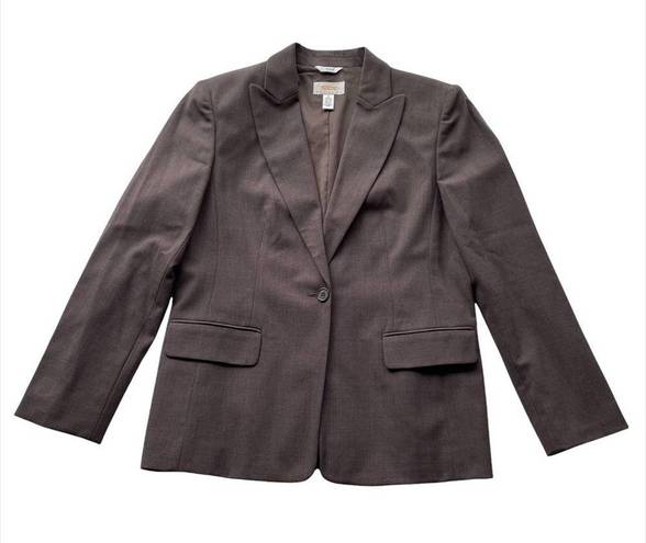 Talbots  Blazer Jacket Brown Size 8 Petite Stretch workwear business Wool Blend