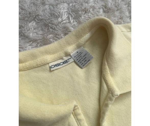 Cherokee Cute Vintage Butter Yellow  Collared Polo Shirt Stretchy Cotton