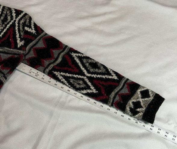 United States Sweaters  Black & Red Boho Aztec Single Closure Long Sweater