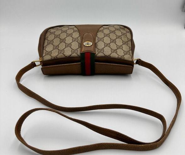 Gucci  Brown/Beige GG Supreme Canvas and Leather Vintage Web Shoulder Bag