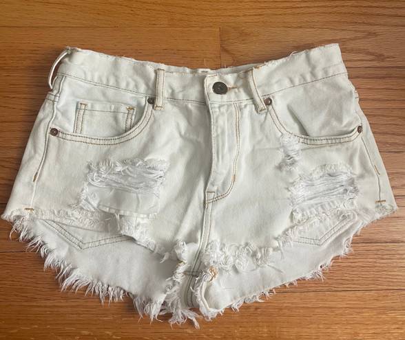 Bullhead Denim Co White Ripped Jean Shorts