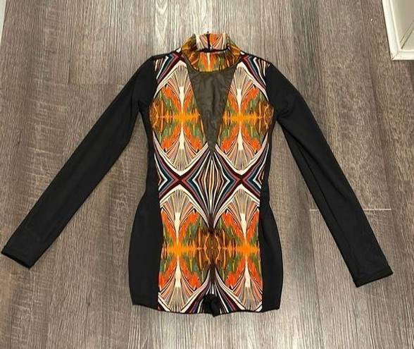 One Piece Weissman multicolor print mesh front and sleeve 