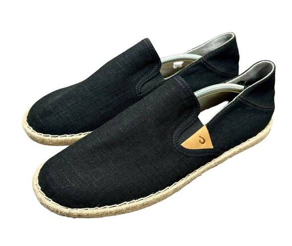 Olukai  Kaula Pa'a Kapa Convertible Espadrilles Linen Womens Shoes Black 9.5