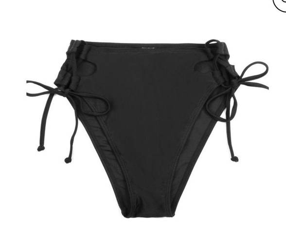 Relleciga Women's Black(Strappy Crossing) High Cut High Waisted Bikini Bottom Size Small