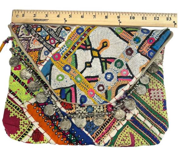 Anthropologie  Tylie Malibu Prana Clutch Purse Multicolor Envelope Embroidereod