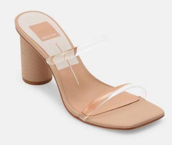 DV by Dolce Vit Dolce Vita Noles Nude Crystal Clear Strap Square Toe Minimalist Mule Sandal Heel