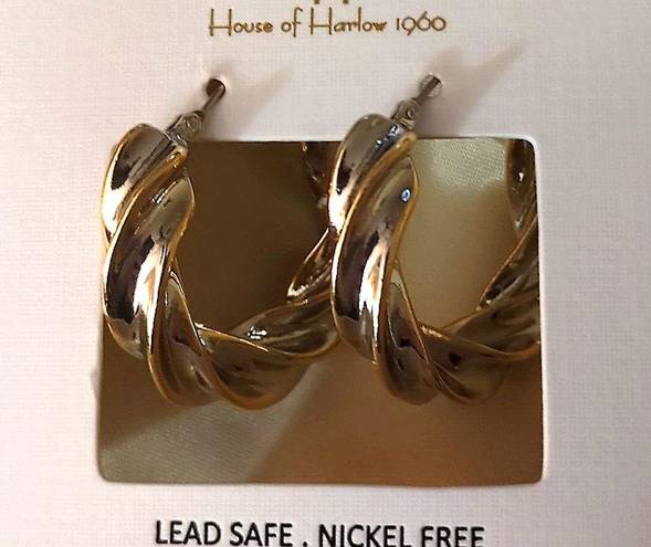 House of Harlow  1960 | TWISTED BRAIDED HOOP EARRINGS