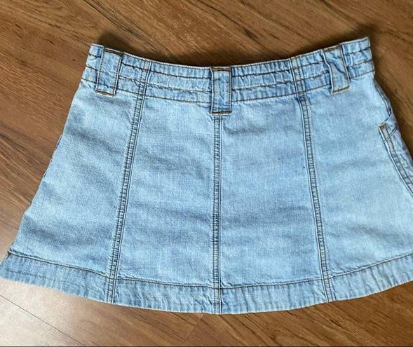 DKNY Vintage  Jeans Light-Washed Denim Drawstring Mini Skirt