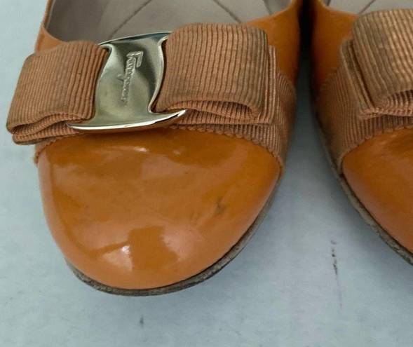 Salvatore Ferragamo Ferragamo Varina Flat Apricot Patent Leather