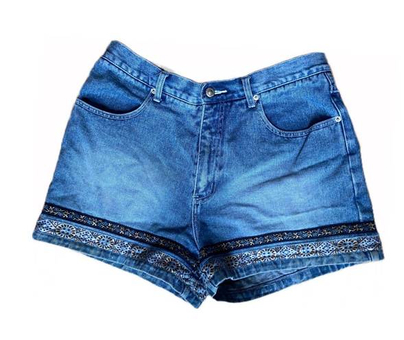 Carolina Blues Vintage Y2K Boho Blue Denim Shorts with Decorative Hem 🔥