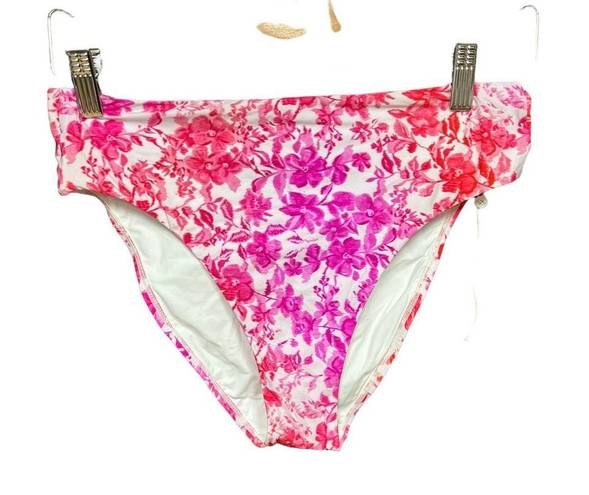 PilyQ  Azalea Floral High Waist Bikini Bottoms Pink Size Medium