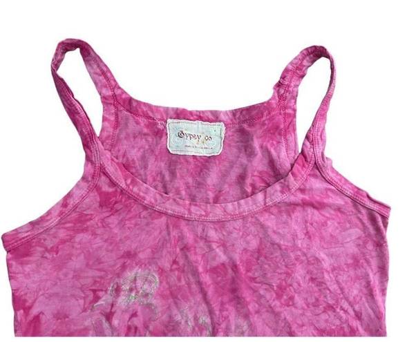 Gypsy 05  Women's Pink Tye Dye Tank Top Cotton Graphic Size Medium