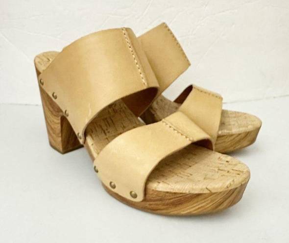 Kork-Ease  Darra Leather Platform Heeled Sandals in Natural Size 10 new