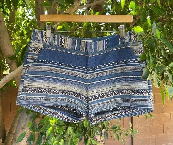 Joie  Shorts Womens 4 Blue Ethnic Knit Boho Retro Summer Coastal Striped Low Rise