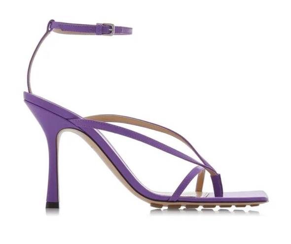 Bottega Veneta  Stretch Strappy Purple Leather Heel Sandals Size EU 35.5