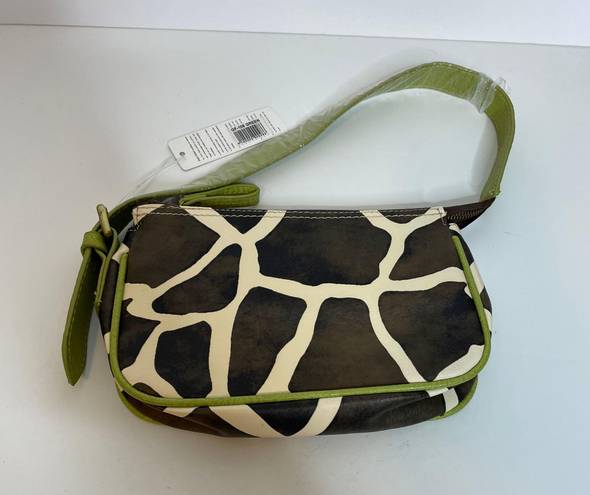 Jane Jones Giraffe Cow Animal Print Faux Leather Shoulder Bag Green