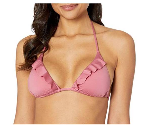 Mulberry Soluna Under Sun Triangle Ruffle Swim Bikini Top  Pink Medium NWT