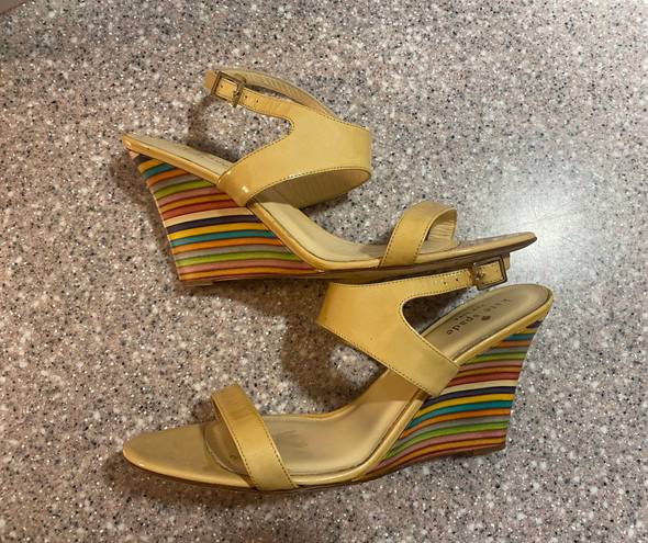 Kate Spade Clume Beige Patent Rainbow Wedges