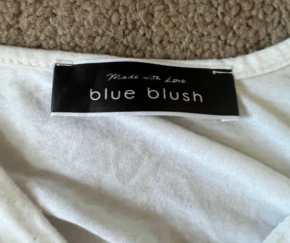 Blue Blush White Wrap Short Sleeve Shirt