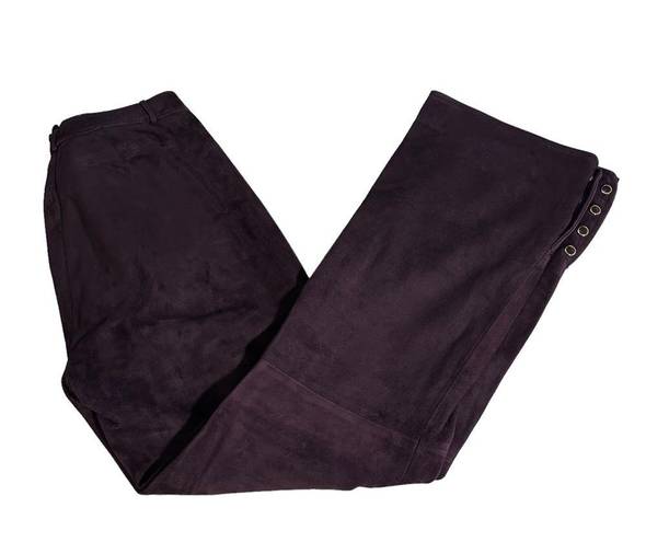 St. John  Purple Suede Leather Bootcut Pants Sz 6