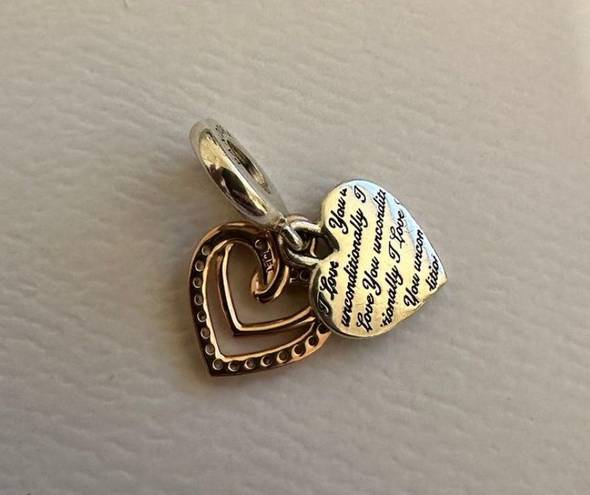 Pandora Charm Entwined Hearts Double Dangle Charm