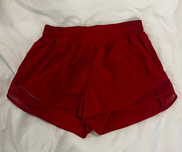 Lululemon Red Hotty Hot Shorts 2.5 Inch