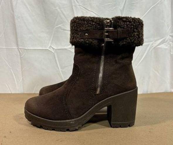 Bella Marie  Brown Chunky Lug Sole Platform Ankle Boots Wmns Sz 8