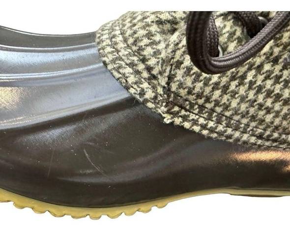 Krass&co G.H. Bass & . Harlequin Brown Duck Boots Women’s Size 8M Houndstooth Lace Up