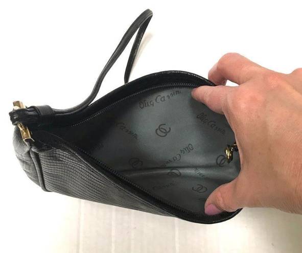 Oleg Cassini Vintage  faux leather black lizard print Crossbody bag