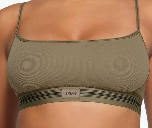 SKIMS NWT  Stretch Cotton Rib Scoop Bralette size L color army