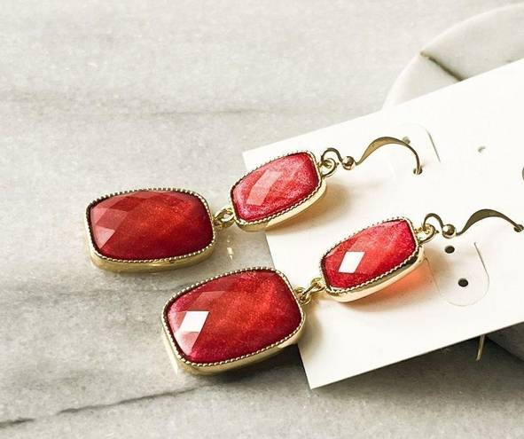 Style & Co  Earrings Reddish Pink Dangle Drop Statement Glam NWT