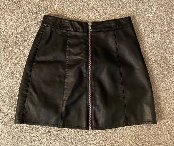 Forever 21 Black Leather Zip Up Skirt