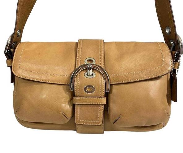 Coach  Vtg tan leather flap closure Y2K shoulder bag purse