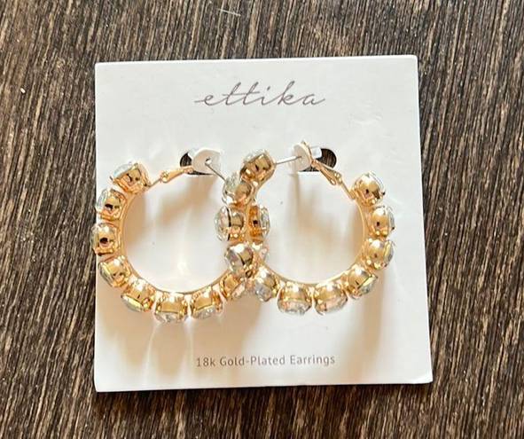 Ettika Crystal & 18k Gold Warrior Hoop Earrings