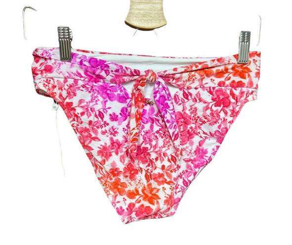 PilyQ  Azalea Floral High Waist Bikini Bottoms Pink Size Medium