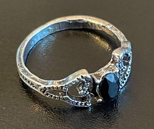 Onyx Black  silver plated ring size 6.5