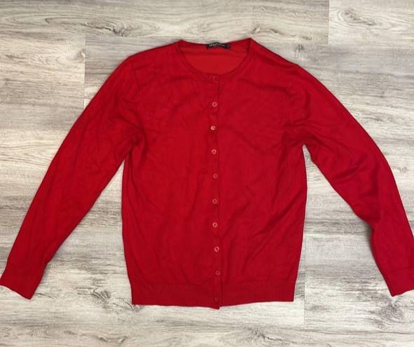 Urban Coco Red Long Sleeve Button Up Women's Cardigan Knit Sweater Size Large