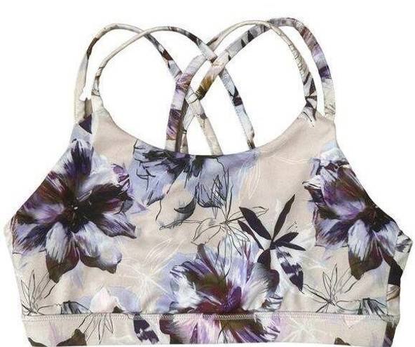 Gottex  Sports Bra Athleisure Stretch Mesh Floral Pullover White Purple M NWOT