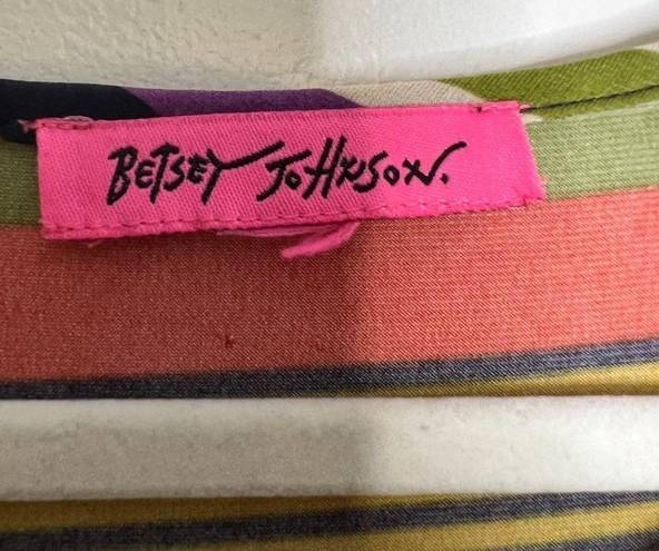 Betsey Johnson Betsy Johnson Y2K 90s Style Striped Ruched Scoop Neck Retro Dress